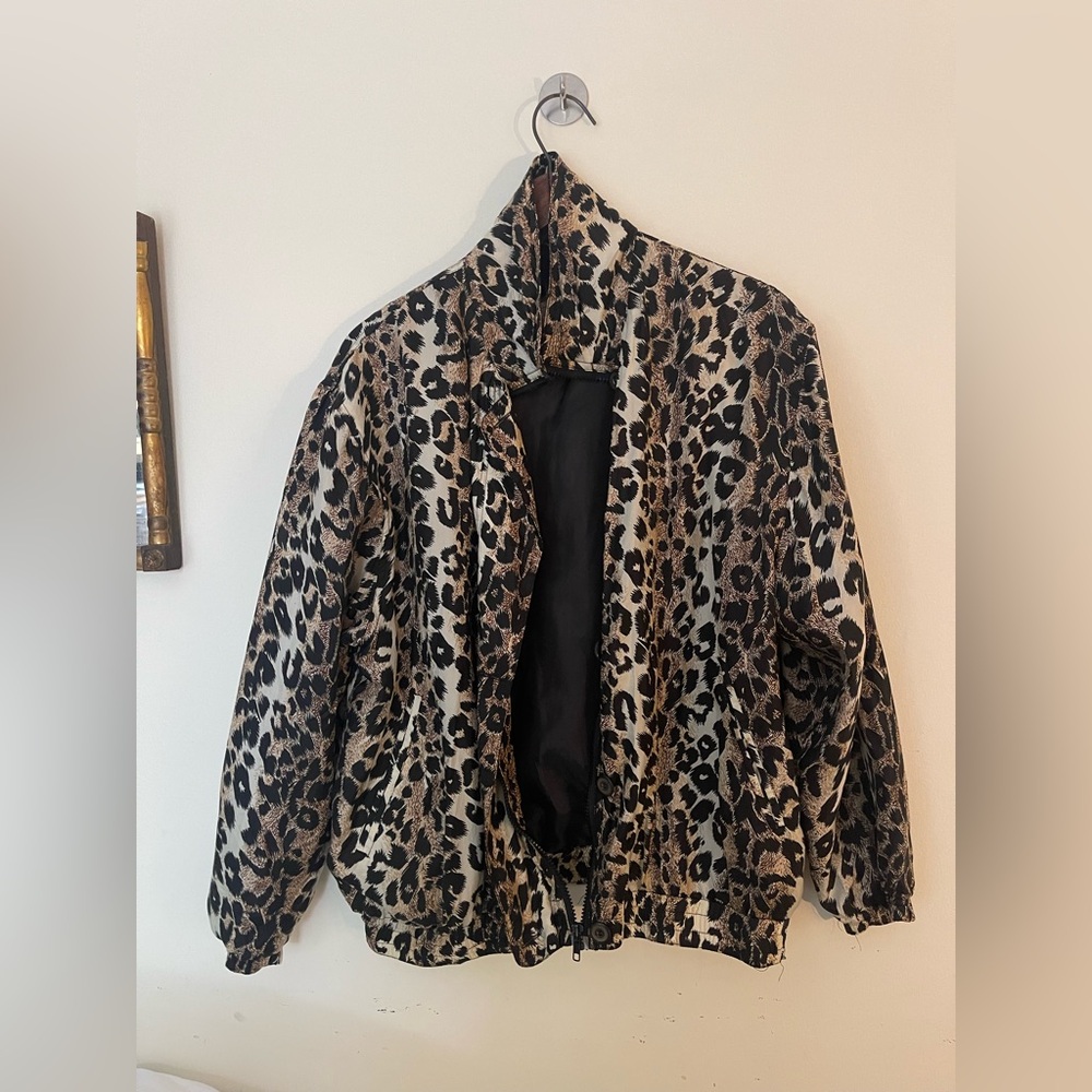 Vintage Silk Leopard Print Jacket - lined - like new